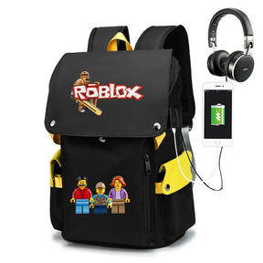 Mochila Escolar Roblox com Entrada de Fones de Ouvido e USB - MCH57