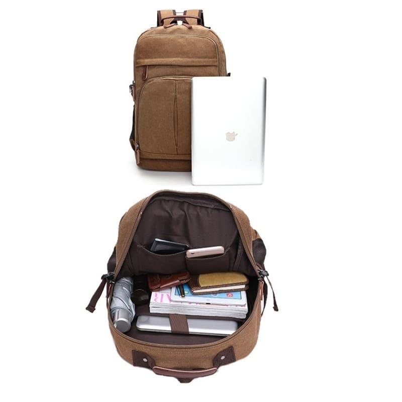 Mochila de Lona Masculina Grande Capacidade Notebook 15,6"