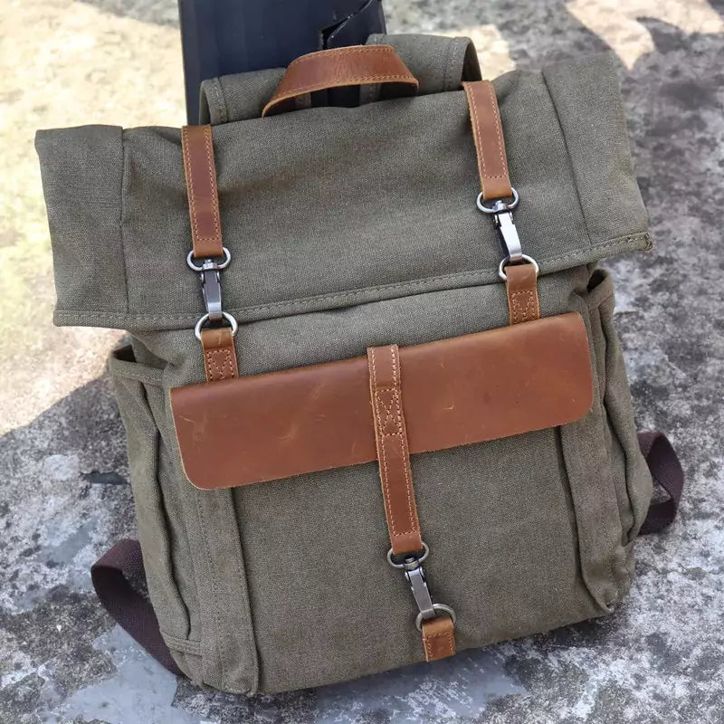 Mochila de Lona Masculina Para Viagem - Suporta Notebook Até 15,6"