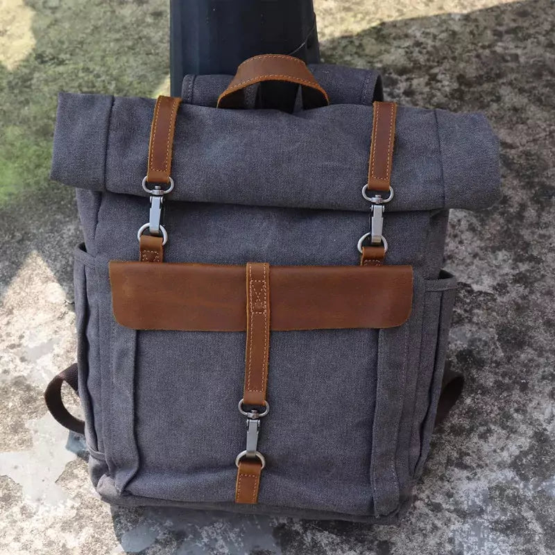 Mochila de Lona Masculina Para Viagem - Suporta Notebook Até 15,6"