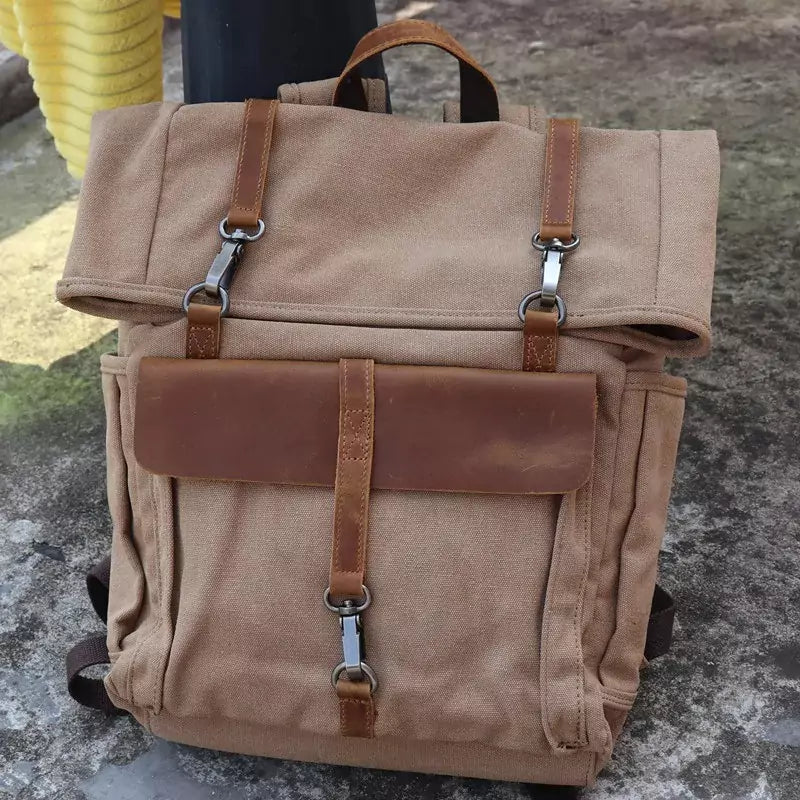 Mochila de Lona Masculina Para Viagem - Suporta Notebook Até 15,6"