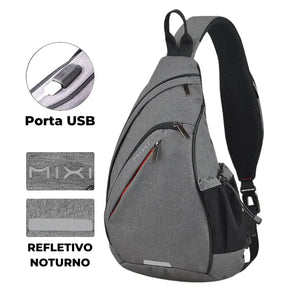 Mochila Transversal Versátil Masculina - Impermeável e com Entrada USB - MCH118