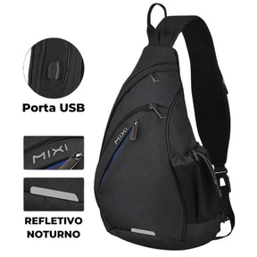 Mochila Transversal Versátil Masculina - Impermeável e com Entrada USB - MCH118